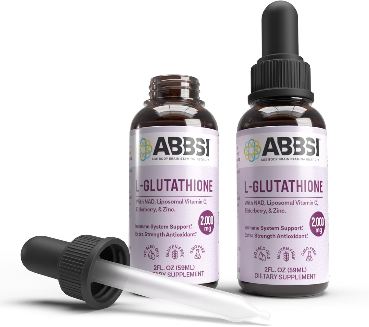 ABBSI Liposomal Glutathione Liquid with NAD & Elderberry - 2000MG - Enhanced Absorption - Powerful Antioxidant - Non-GMO, Vegan, Gluten-Free - 2 fl oz