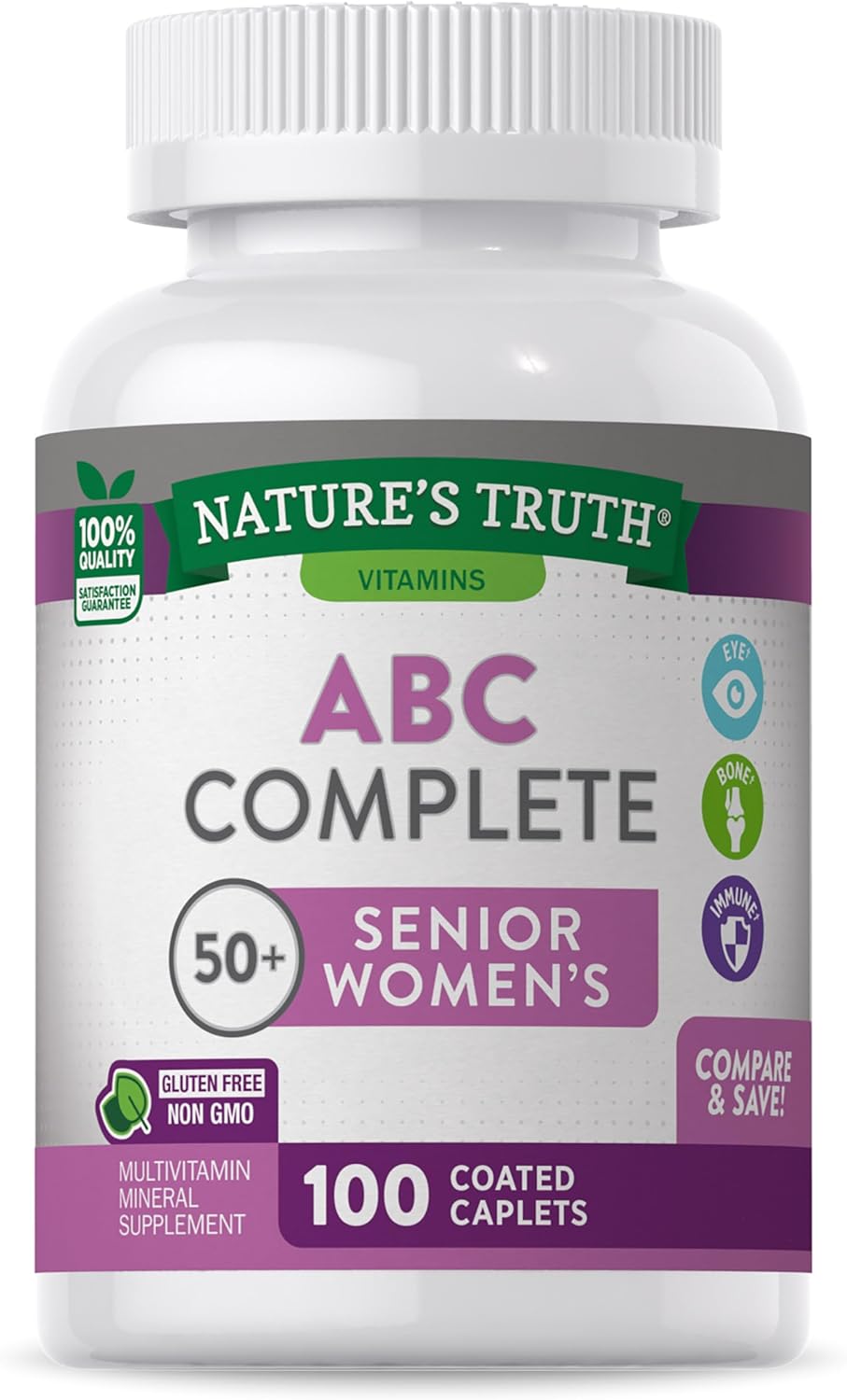 ABC Complete Multivitamin for Women 50+ | 100 Caplets | Non-GMO & Gluten Free Formula