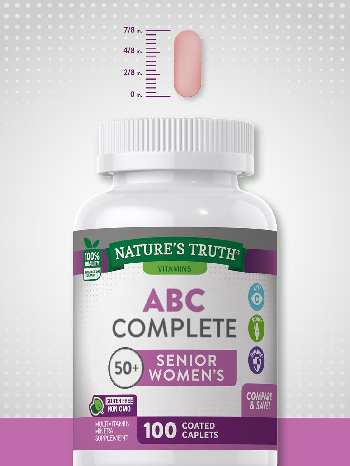ABC Complete Multivitamin for Women 50+ | 100 Caplets | Non-GMO & Gluten Free Formula