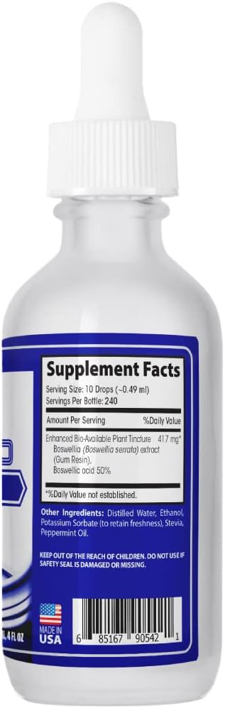 ABCOCID Boswellia Extract Liquid - 417mg, 4oz, 240 Servings - USA Made, Fast Absorption, Non-GMO, GMP Certified, Cruelty-Free