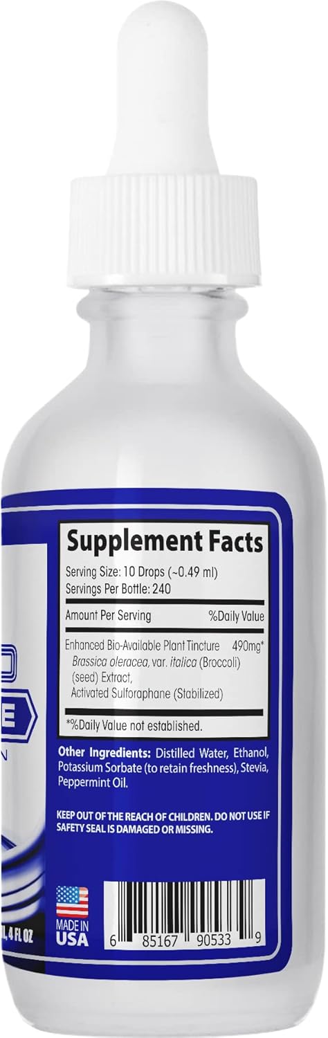 ABCOCID Sulforaphane Liquid Supplement 490mg - 4oz, Made in USA, High Absorption, Non-GMO, GMP Certified, Cruelty-Free