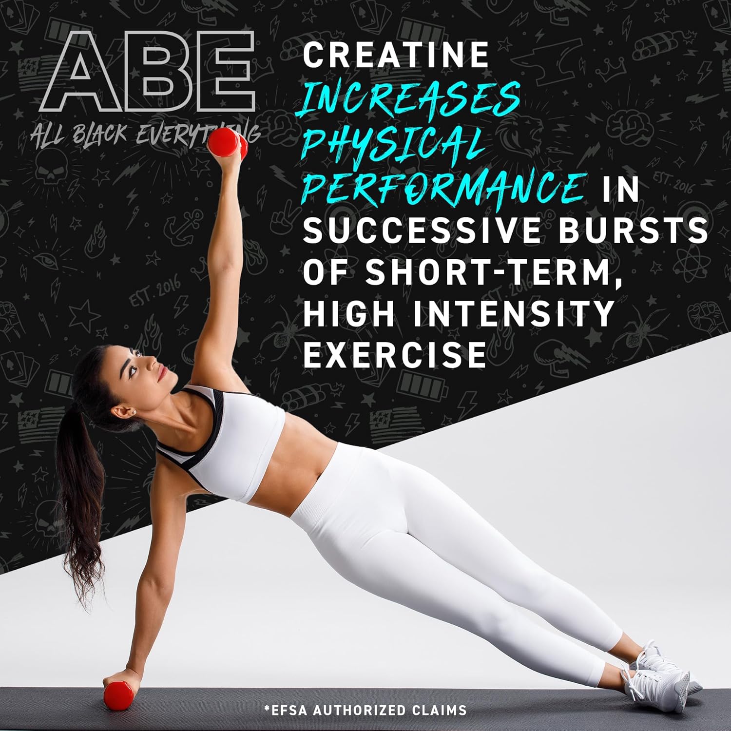 ABE All Black Everything Creatine Monohydrate Powder - Blue Razz Flavor | 60 Servings of Micronized Amino Acid for Muscle Support, Energy, and Cognitive Function | Gluten-Free & Keto-Friendly