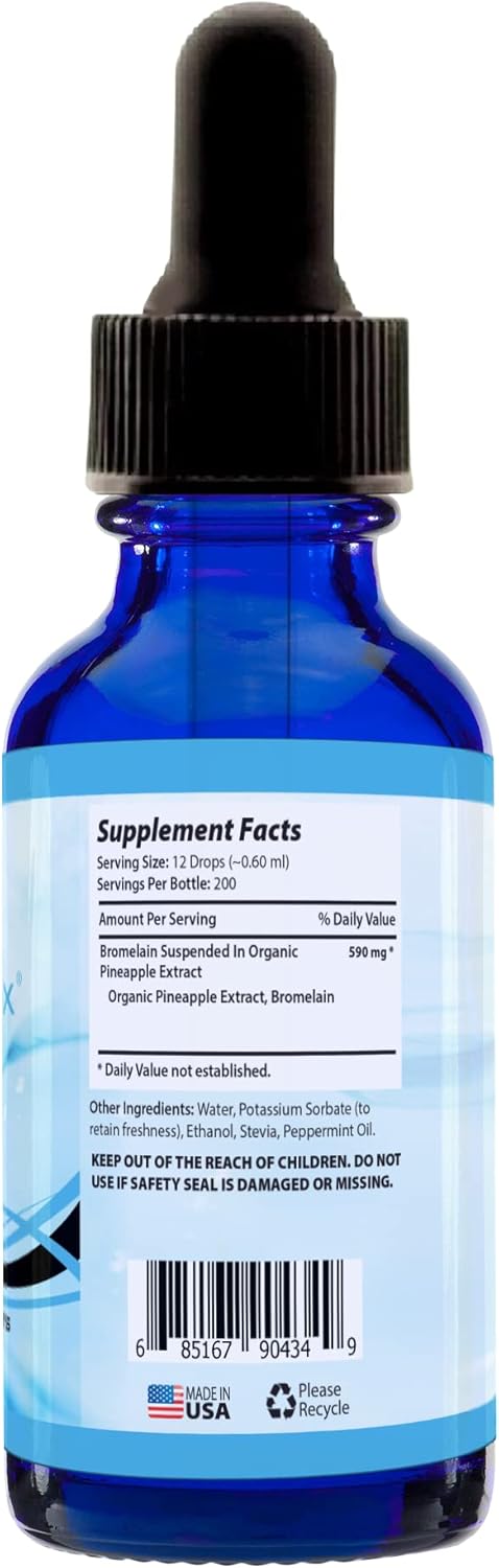 Absonutrix Bromelain Liquid Drops 4 Oz Bottle - Pineapple Extract for Tissue Support - Fast Absorption - Gluten-Free - Third-Party Tested - GMP-Certified - Non-GMO - Made in USA