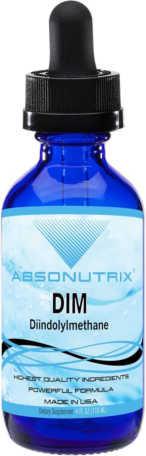 Absonutrix DIM Extract 593mg - 4 Oz Bottle - 200 Servings - Third-Party Tested - Quick Absorption - Gluten-Free - GMP-Certified - Non-GMO - Made in USA