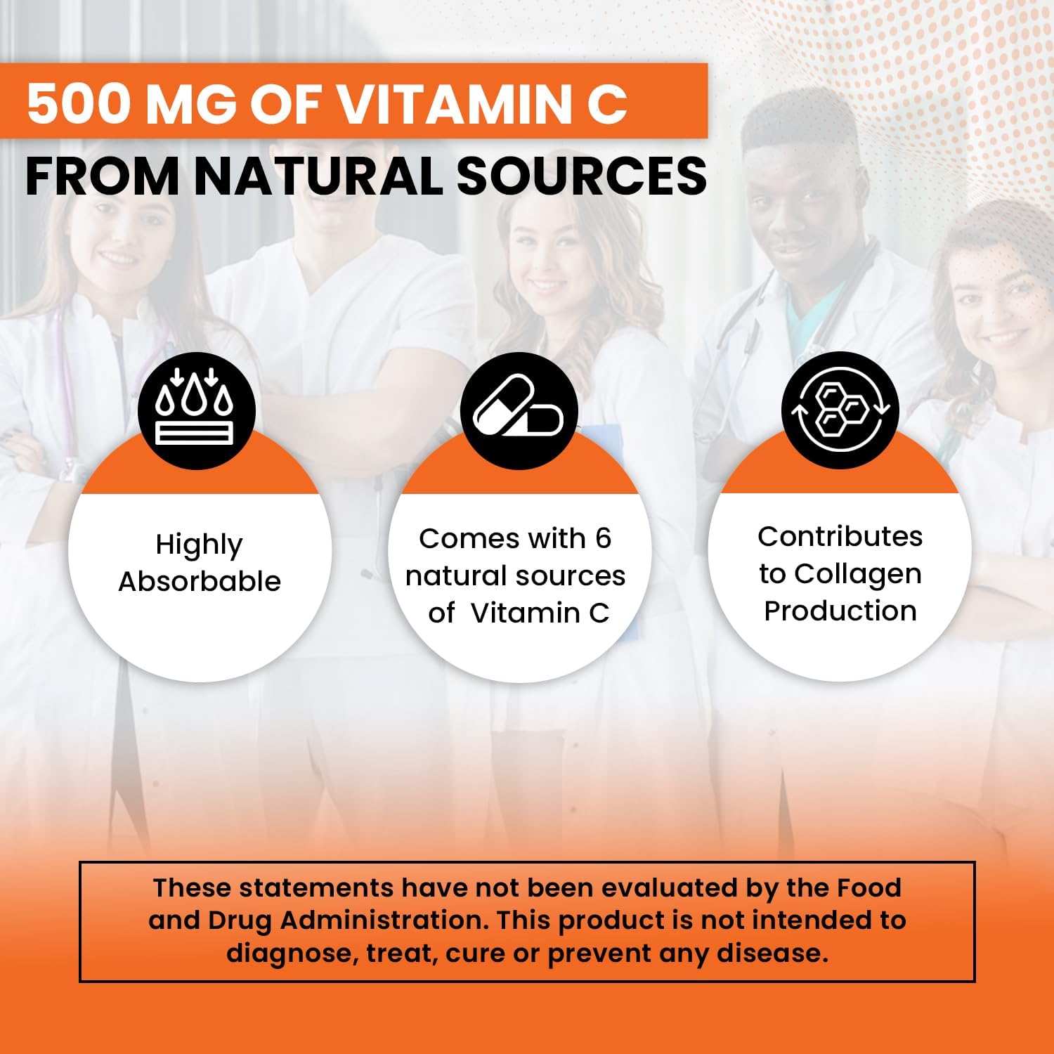 Absorbable Vitamin C 500mg Tablets with Rose Hip & 6 Natural Sources, Proprietary Blend by Nutritional Research Co, 60 Count