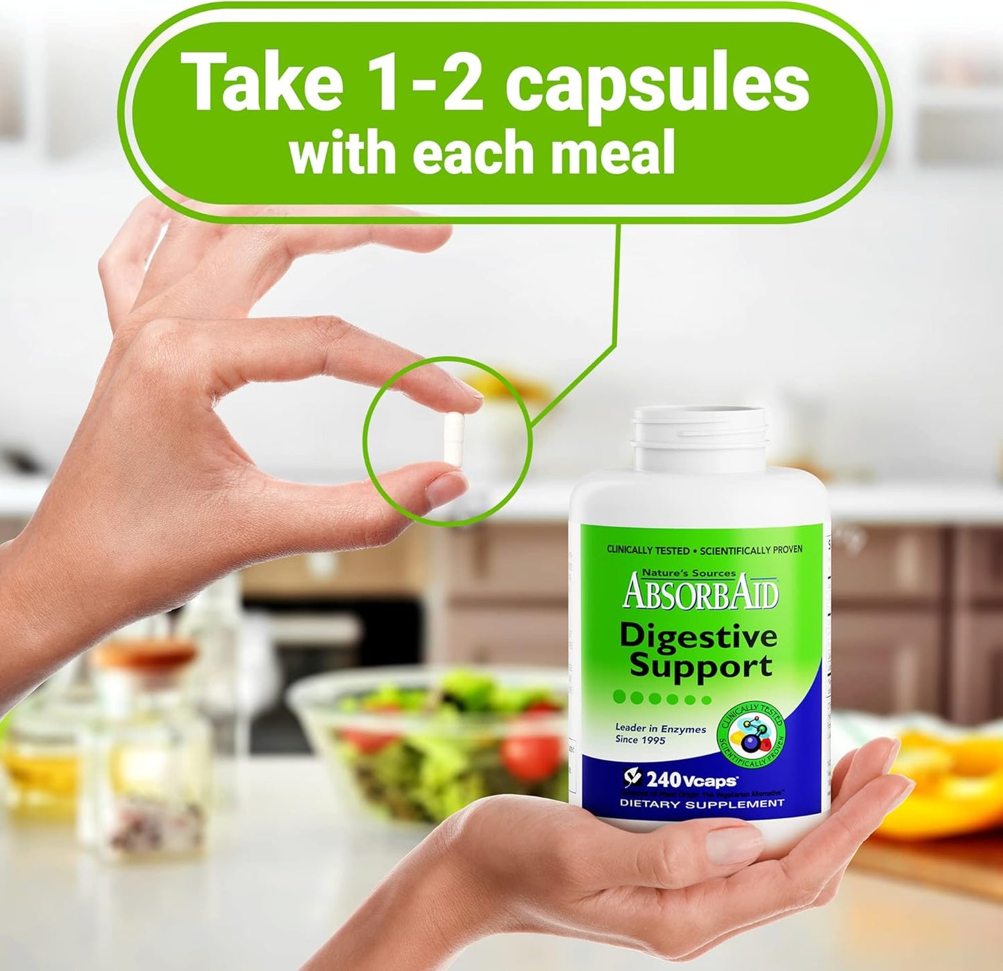 AbsorbAid Digestive Enzymes: 240 vCaps Boost Nutrient Absorption up to 71%