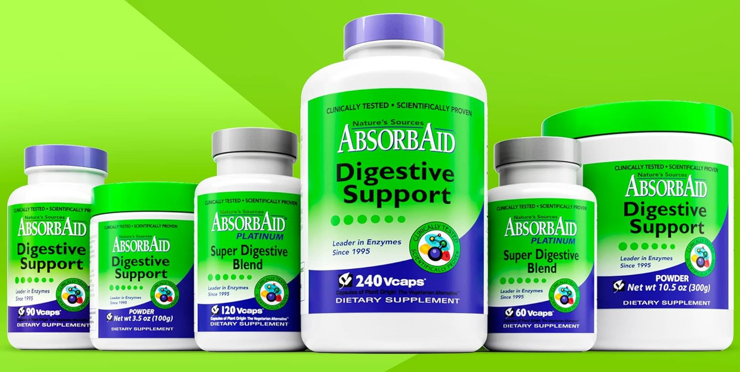 AbsorbAid Digestive Enzymes: 240 vCaps Boost Nutrient Absorption up to 71%