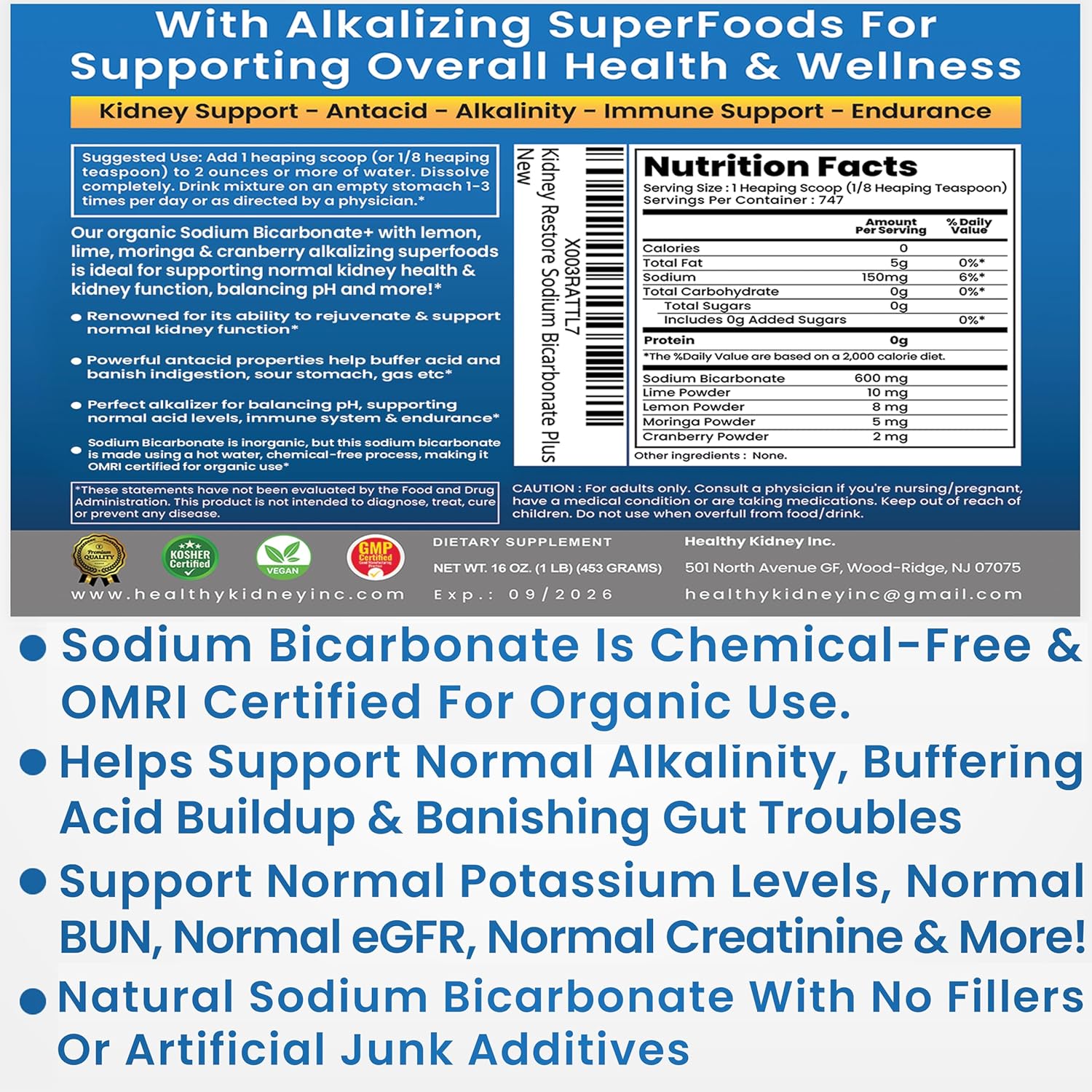 Acacia Fiber and Sodium Bicarbonate Bundle for Gut Repair and Alkalinity - 2.5 lbs Fiber Powder + 2lb Alkaline Supplement