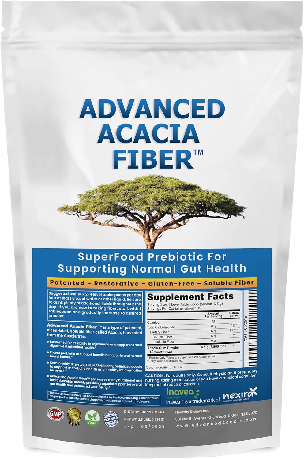 Acacia Fiber & DGL Licorice Bundle for Digestive Restoration - Kidney Restore Advanced 2.5 lbs Powder - Stomach Relief, Leaky Gut Repair, Acid Relief - 40oz Soluble Fiber Supplement