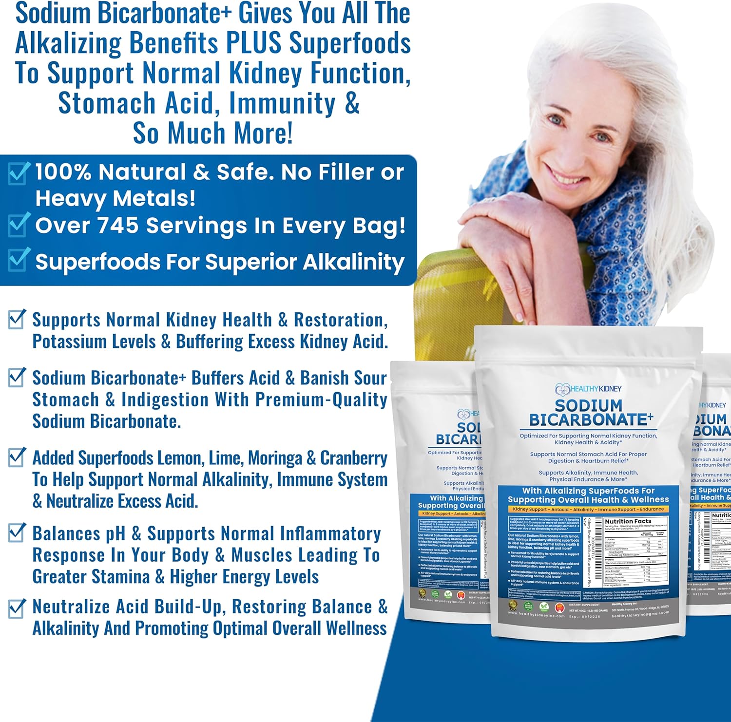 Acacia Fiber Powder Bundle for Kidney Restore & Gut Repair - 2.5 lbs + Alkaline Sodium Bicarbonate Supplement 1 lb