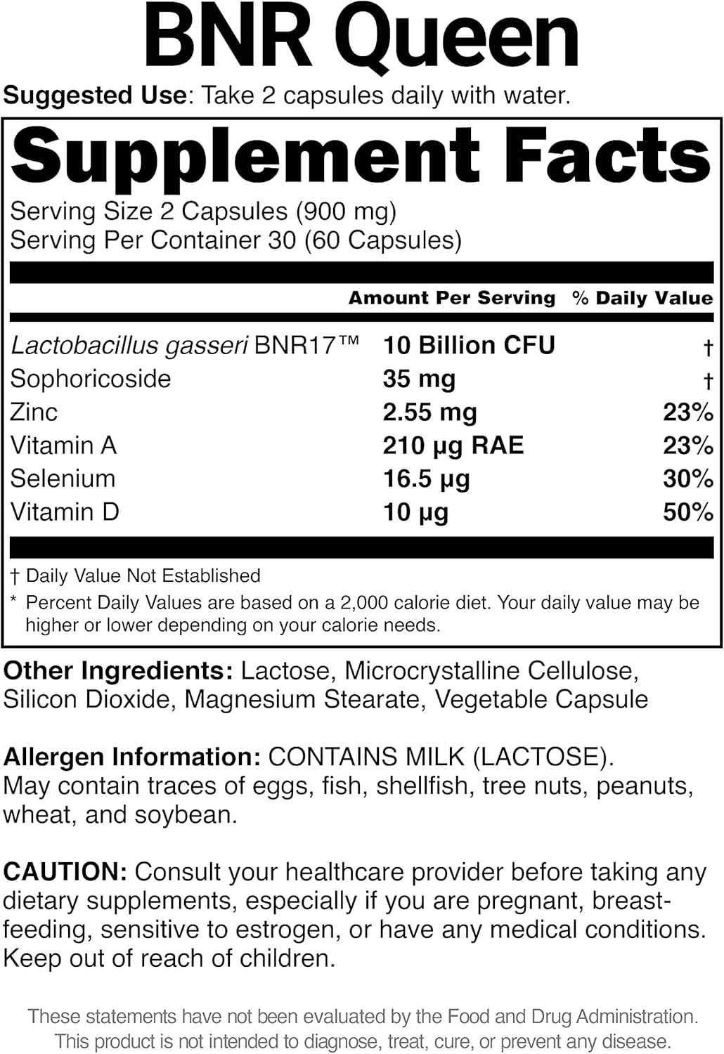 AceBiome Bnr Queen Menopausal Support Probiotic for Women - 10 Billion CFU, Lactobacillus gasseri BNR17 - 120 Capsules