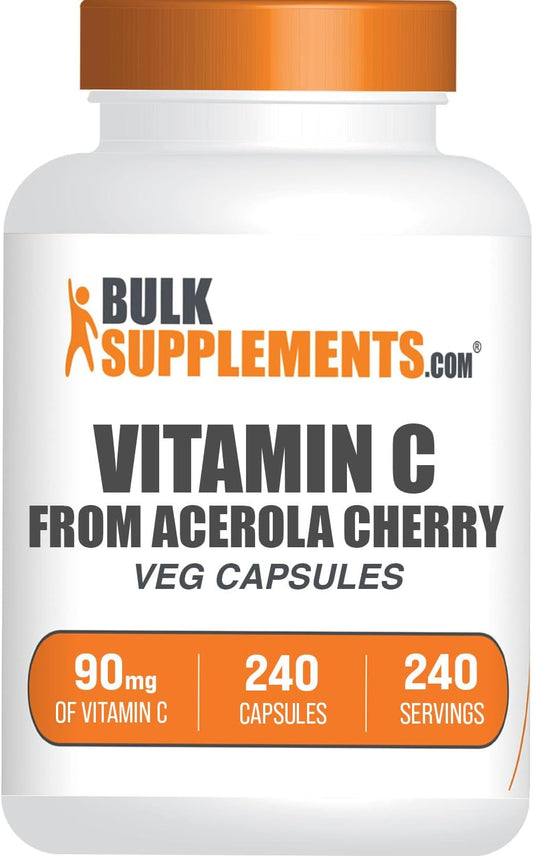Acerola Cherry Vitamin C Supplement Capsules - Gluten Free, 240 Veg Capsules - BulkSupplements.com