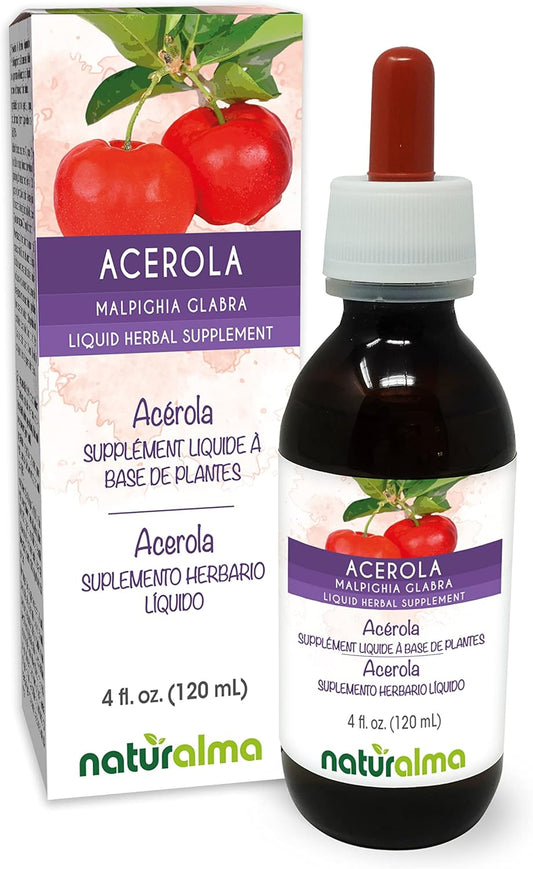 Acerola Fruit Liquid Extract Drops - Alcohol-Free Tincture - High Vitamin C Content - 4 fl oz - Herbal Vegan Supplement