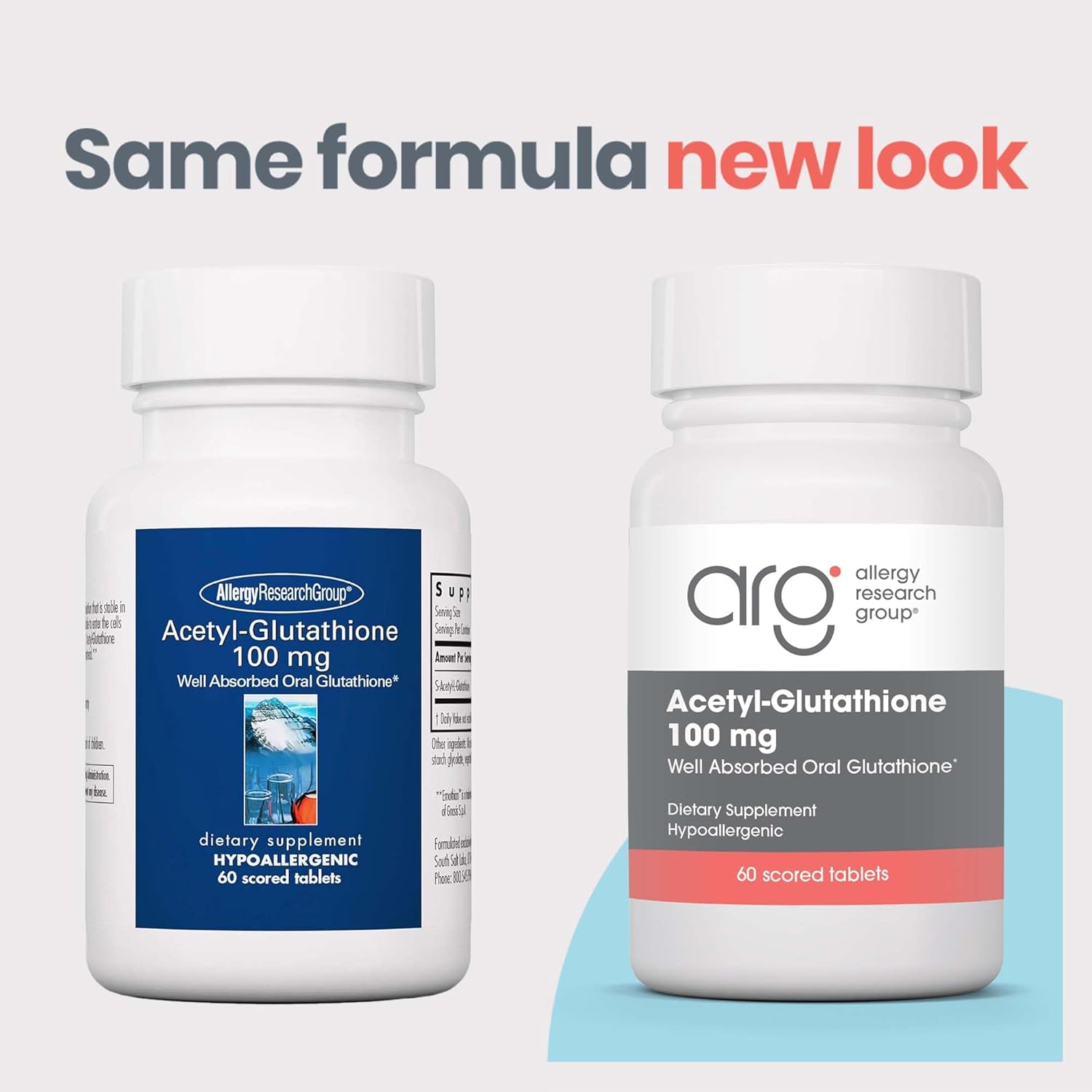 Acetyl-Glutathione 100mg Supplement for Immune Support - Hypoallergenic, Well-Absorbed Oral Glutathione Tablets - 60 Count