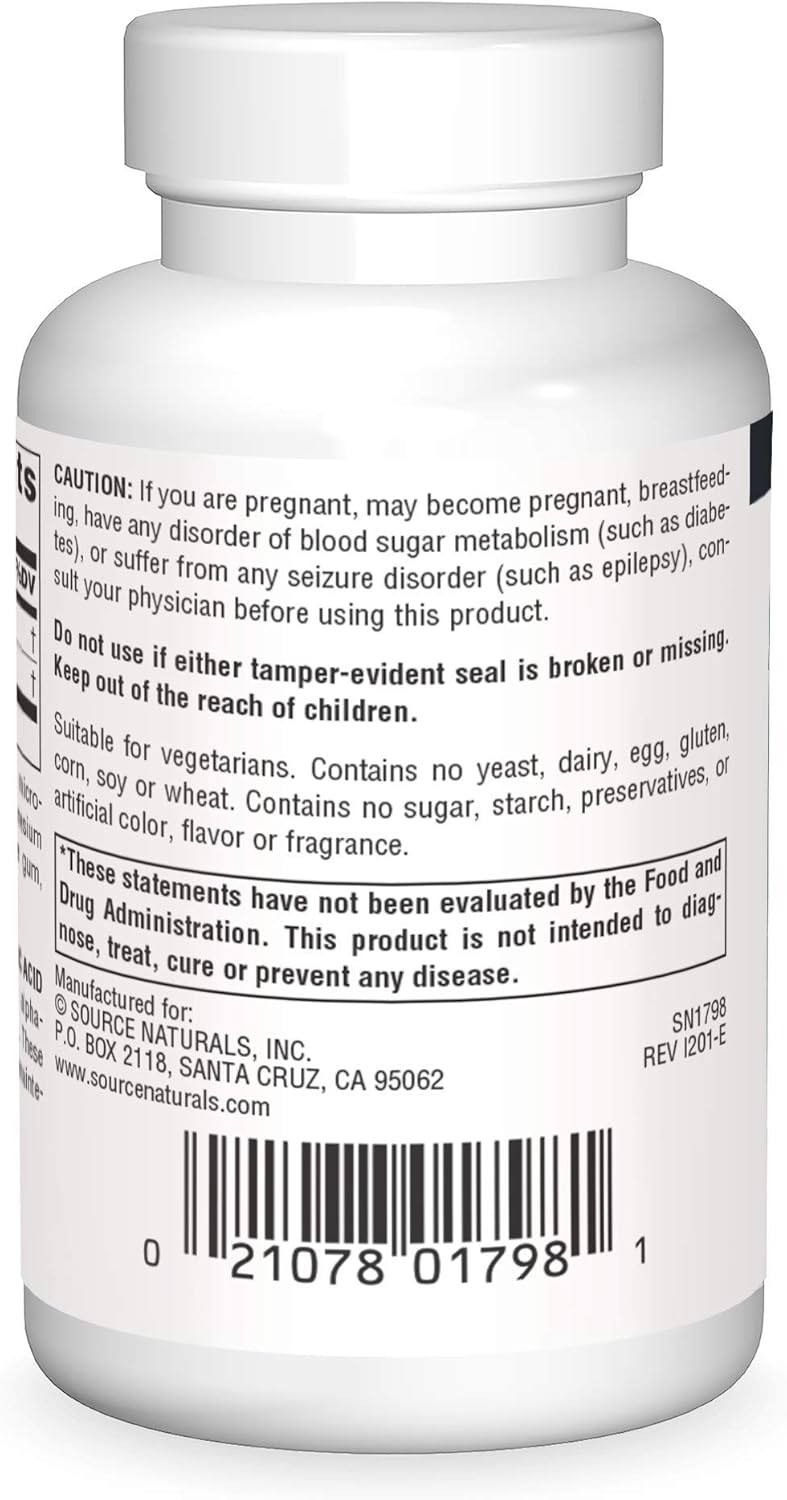 Acetyl L-Carnitine & Alpha-Lipoic Acid 650mg Tablets by Source Naturals - 30 Count