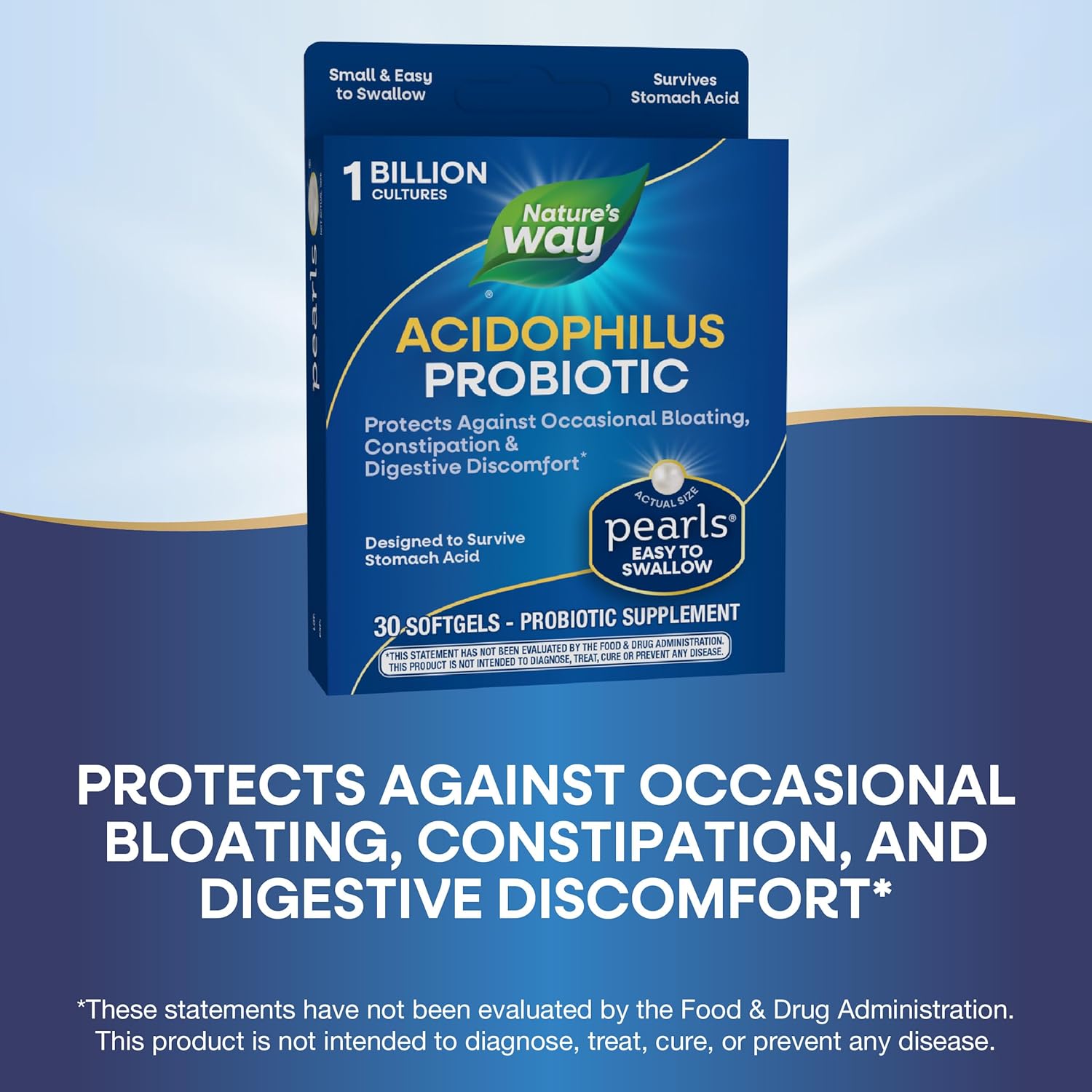 Acidophilus Probiotic Pearls for Digestive Balance and Gut Health*: 1 Billion Live Cultures, 30 Softgels - Nature's Way