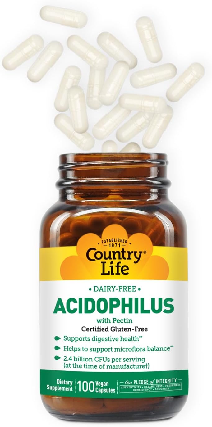 Acidophilus Probiotic Supplement for Women & Men - 2.4 Billion CFUs - Supports Digestive Health - Dairy-Free, Non-GMO - 100 Vegan Capsules - Allergen-Free
