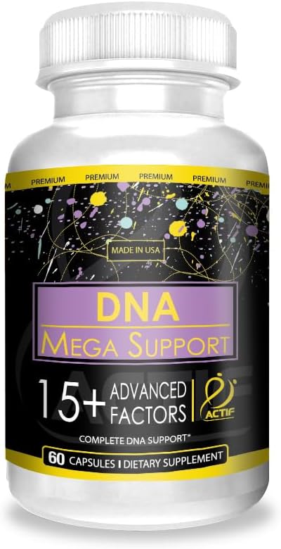 ACTIF DNA Mega Support Supplement - 15+ Advanced Factors, Non-GMO, Fast-Acting, 60 Count, Made in USA