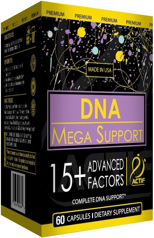 ACTIF DNA Mega Support Supplement - 15+ Advanced Factors, Non-GMO, Fast-Acting, 60 Count, Made in USA