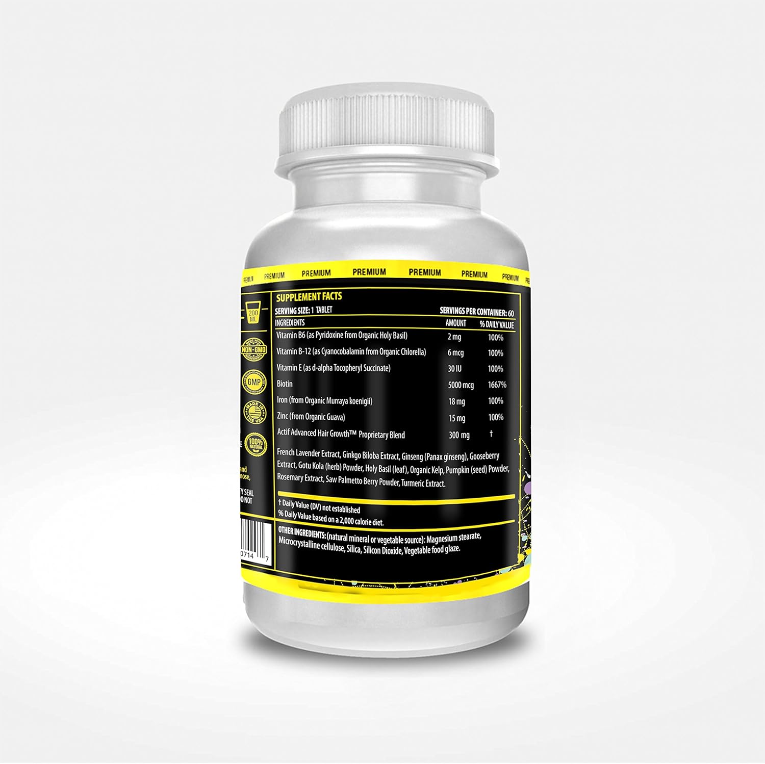 ACTIF Hair Growth for Men Mega Support 10+ - Non-GMO Formula to Stop 99% Hair Loss - 60 Count - Made in USA