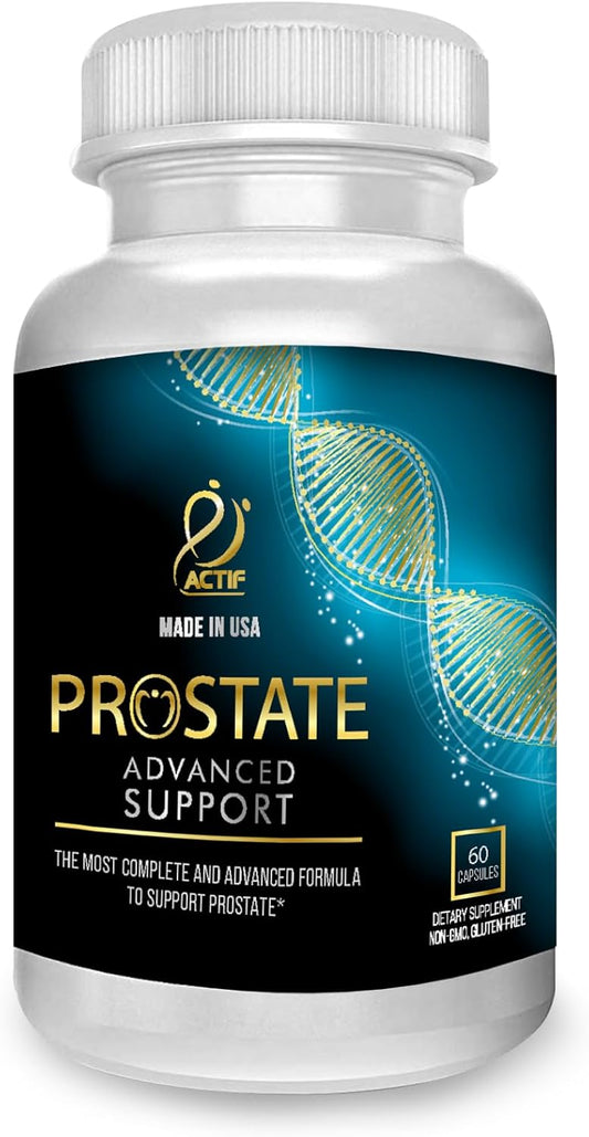 ACTIF Prostate Advanced Support Capsules - 60 Count, Made in USA, Non-GMO, 20+ Factors for Complete Prostate Support