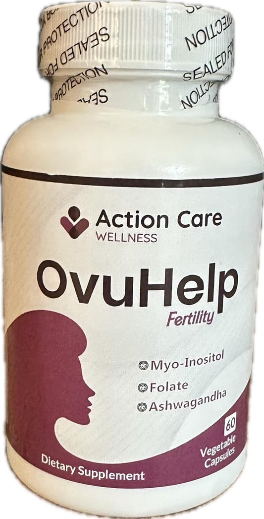 Action Care Wellness OvuHelp Fertility Supplement for Women - Herbal Formula with Essential Nutrients for Reproductive Health - 60 Capsules