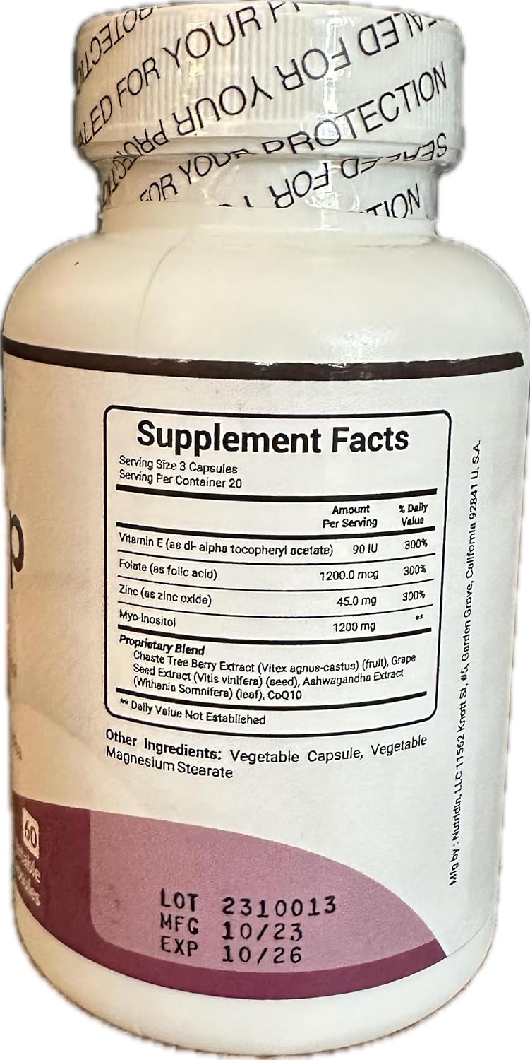 Action Care Wellness OvuHelp Fertility Supplement for Women - Herbal Formula with Essential Nutrients for Reproductive Health - 60 Capsules