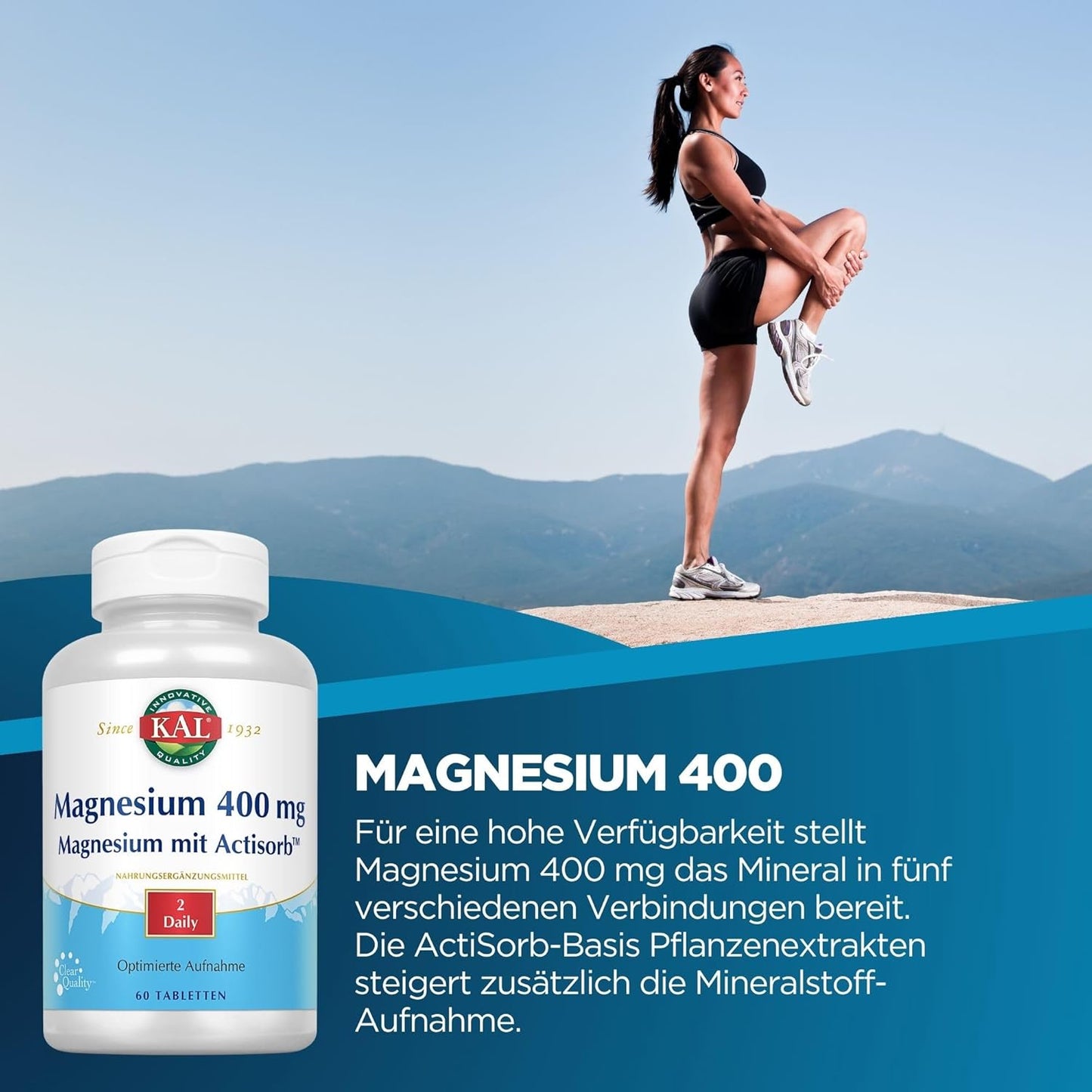 Actisorb KAL 400 Mg Magnesium Tablets - 60 Count Bottle