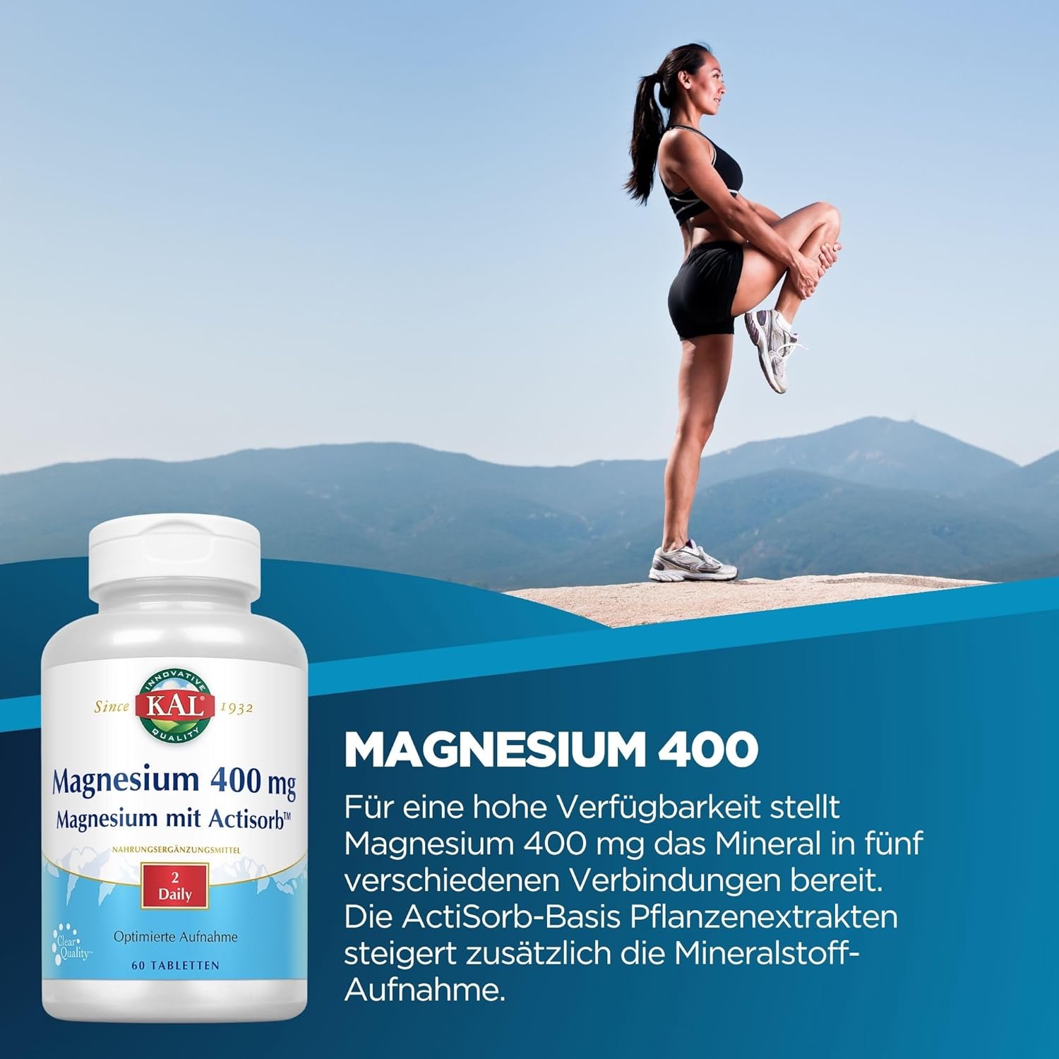 Actisorb KAL 400 Mg Magnesium Tablets - 60 Count Bottle
