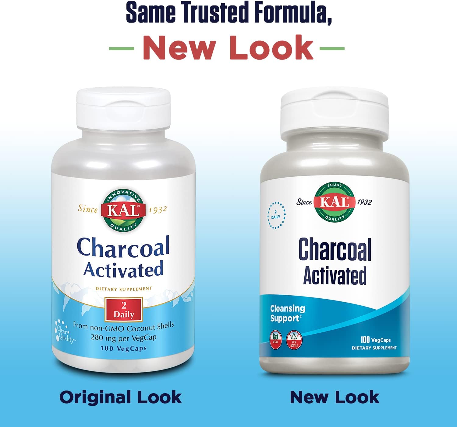 Activated Charcoal Capsules 280mg - 100ct | Coconut Shell Charcoal Supplement