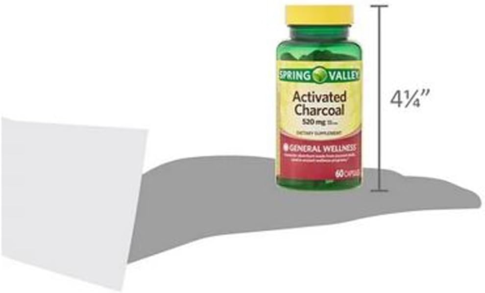 Activated Charcoal Dietary Supplement - 520 mg, 60 Count - Top Care Brand