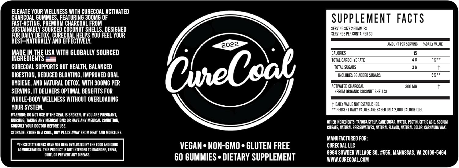 Activated Charcoal Gummies - 60 Count for Natural Relief