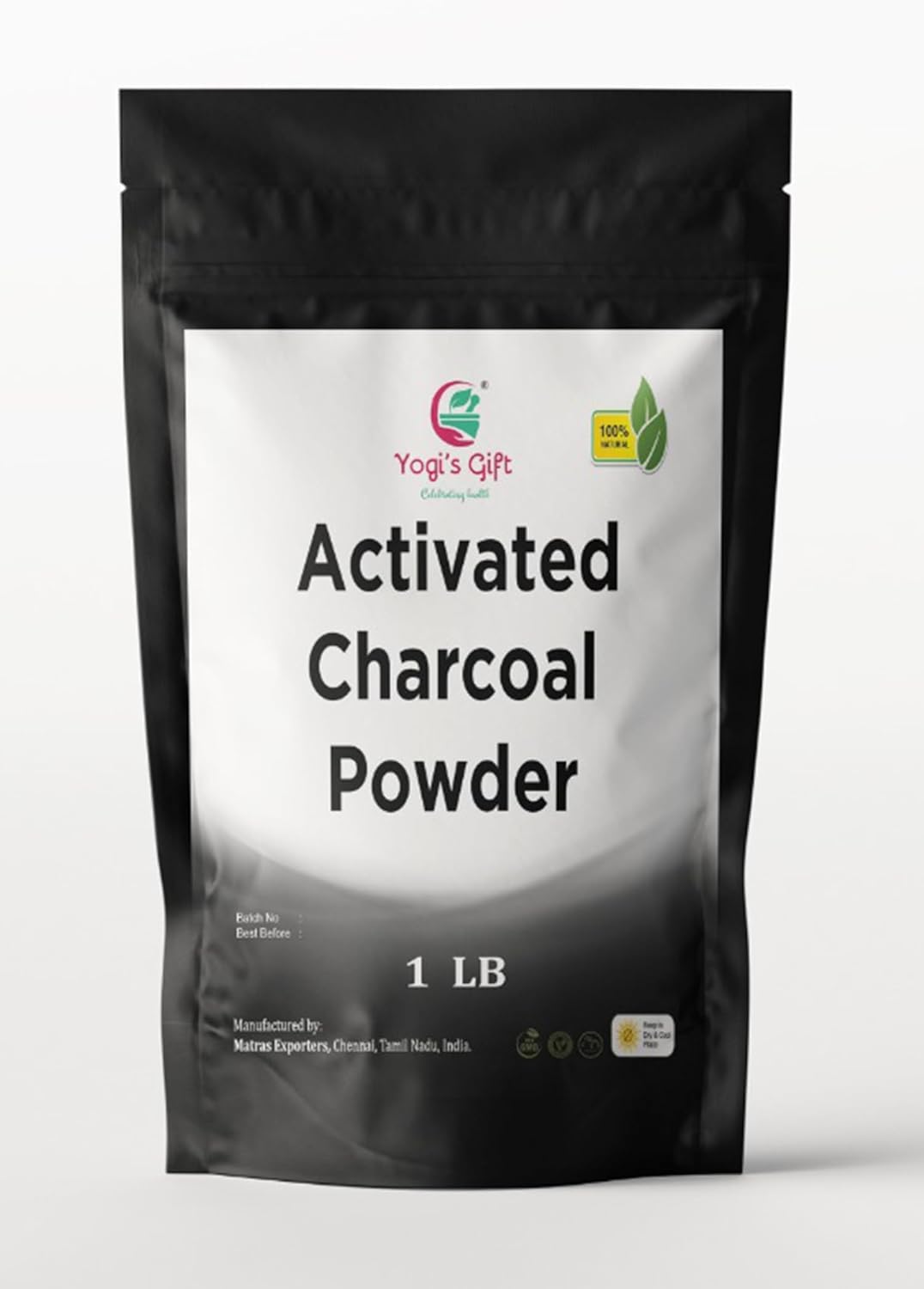 Activated Charcoal Powder 1 LB by Yogi's Gift® | Coconut Shell-Based for Facial Scrub, Skin Care, and Soap Making | Grounded Activated Charcoal Powder