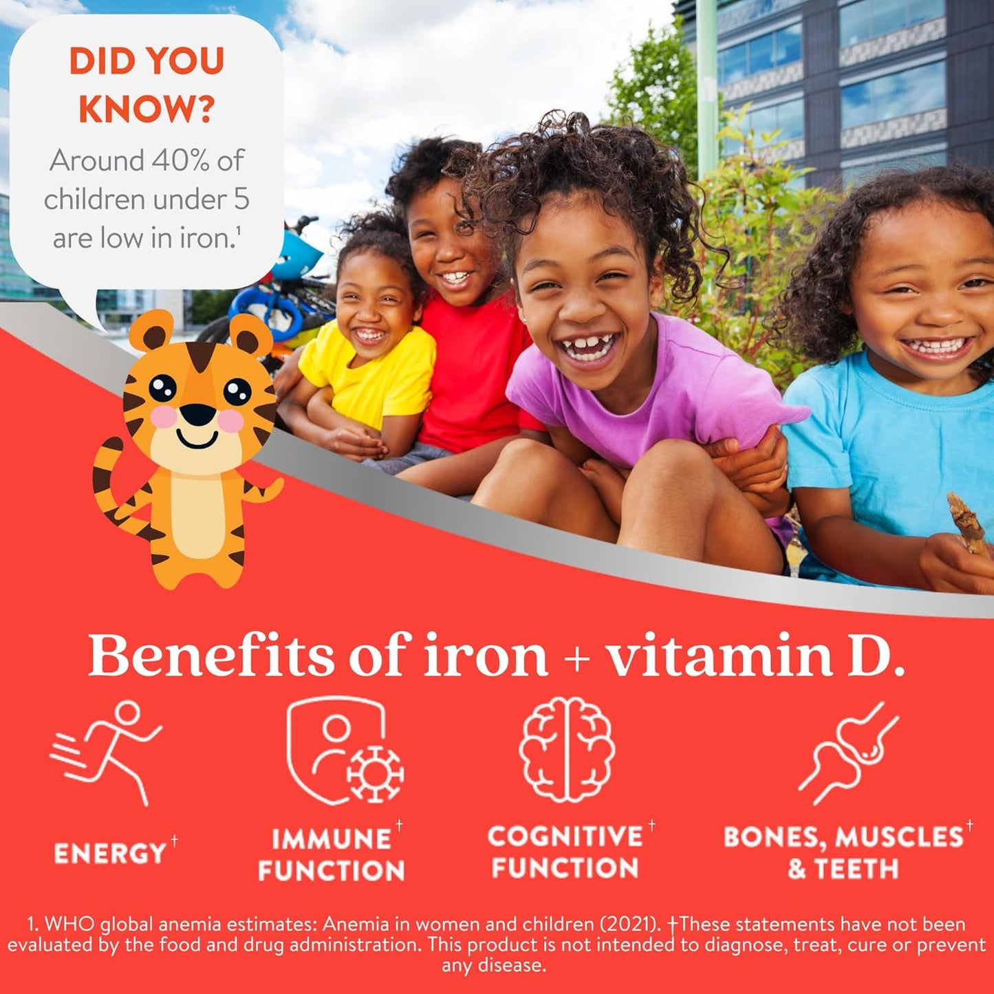 ActiveIron Kids: Iron Supplements with Vitamin D for Immune Support & Energy - 30 Blackcurrant Chews, Non-Constipating