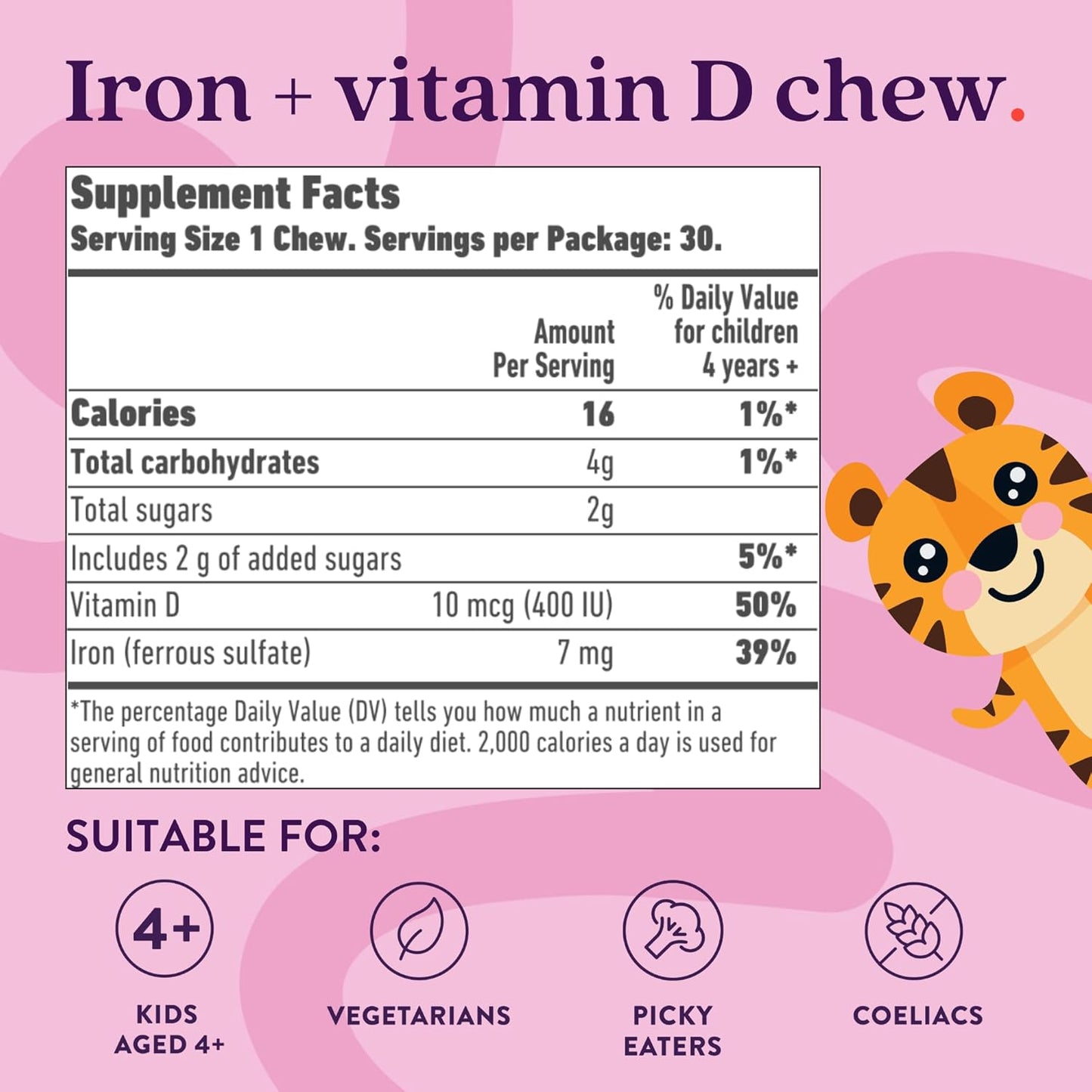 ActiveIron Kids: Iron Supplements with Vitamin D for Immune Support & Energy - 30 Blackcurrant Chews, Non-Constipating