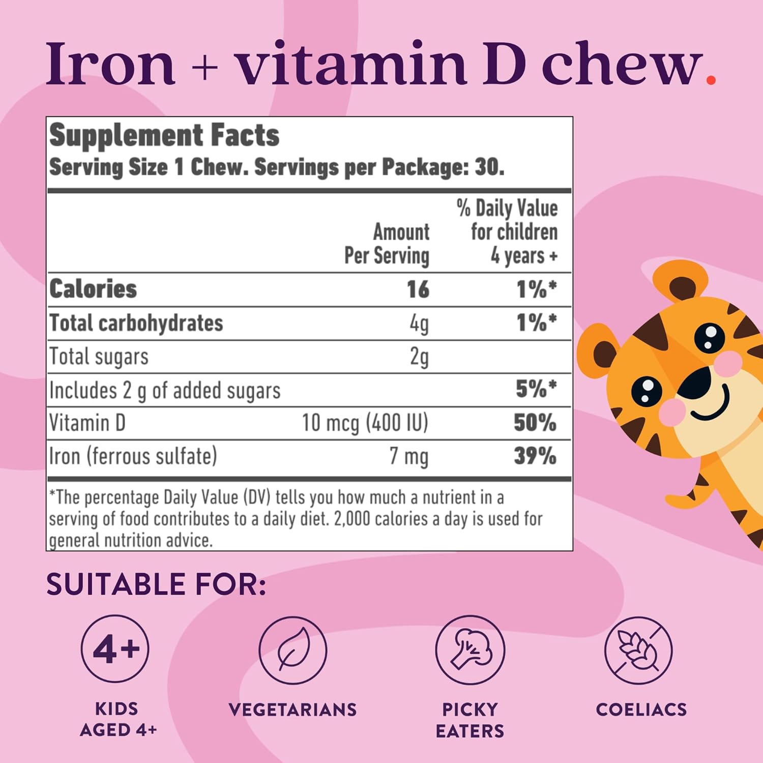 ActiveIron Kids: Iron Supplements with Vitamin D for Immune Support & Energy - 30 Blackcurrant Chews, Non-Constipating