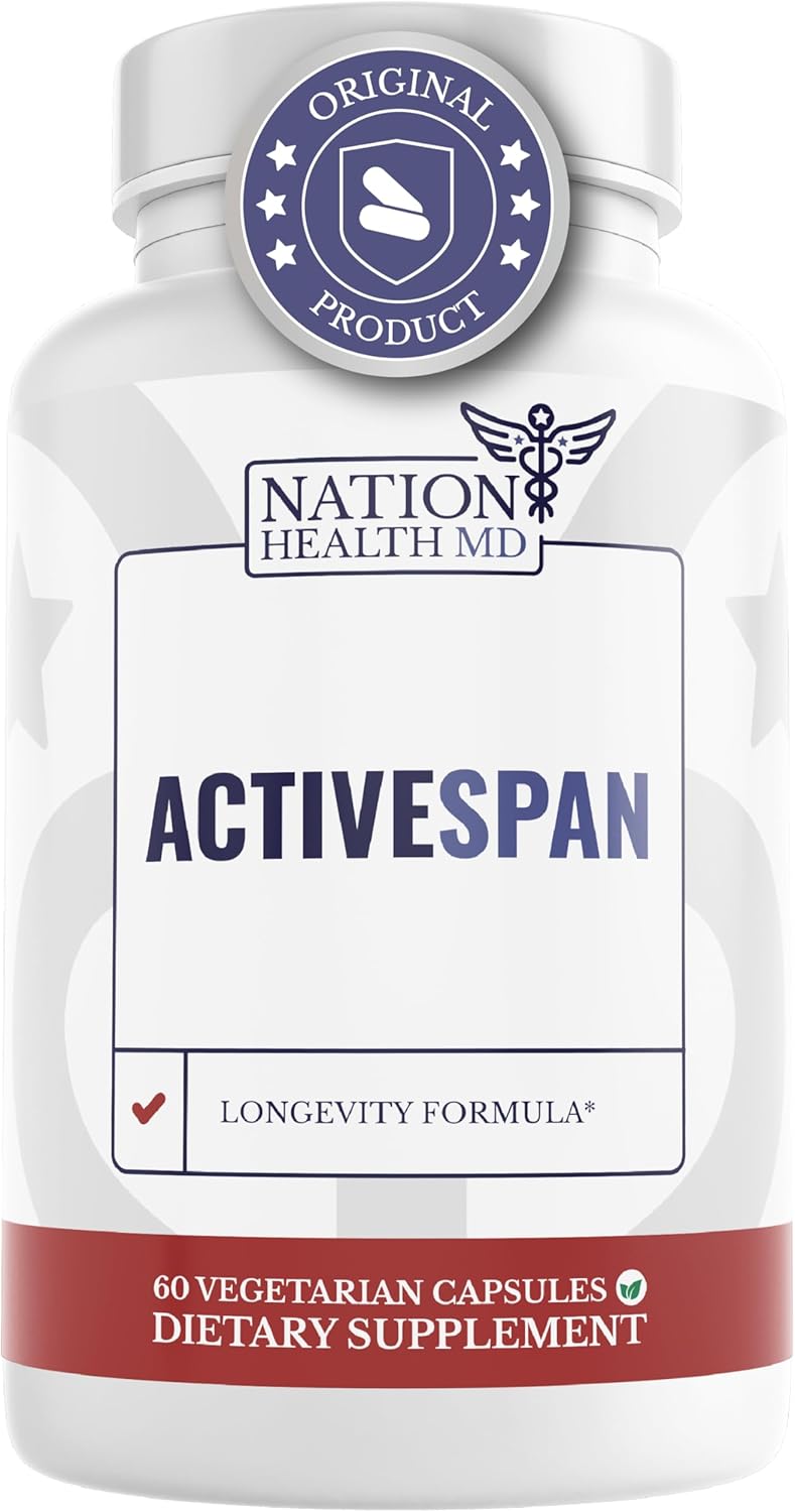 ActiveSpan Longevity Formula Supplement with Ashwagandha, Cat's Claw, and Astragalus - Telomere Lengthening Support - Stem Cell Regeneration Formula, 60 Capsules