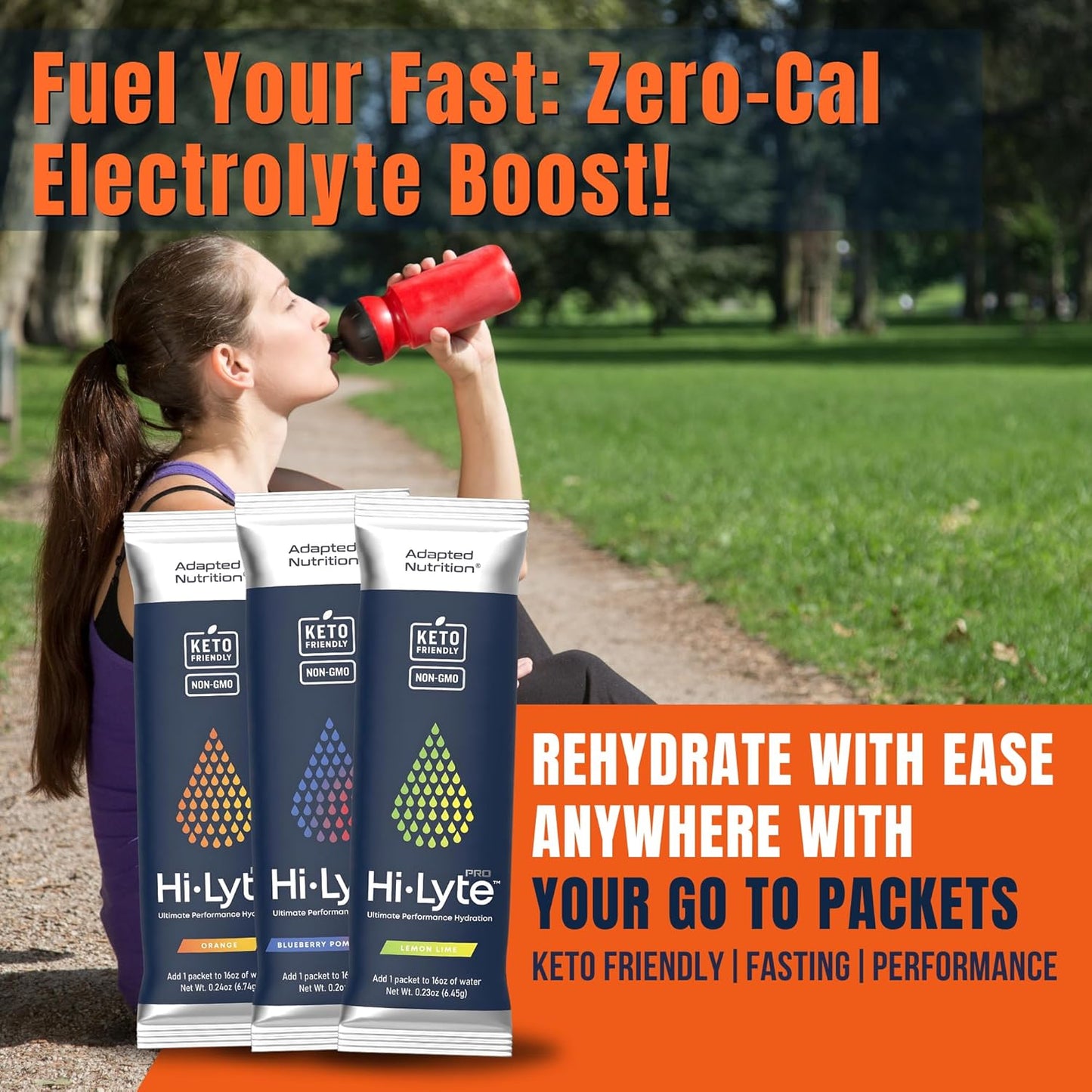 Adapted Nutrition Hi-Lyte Pro Hydration Packets - 15 Individual Drink Packets, Variety Pack, Flavored Electrolyte Powder - Sugar-Free, Zero Carb, Zero Calorie