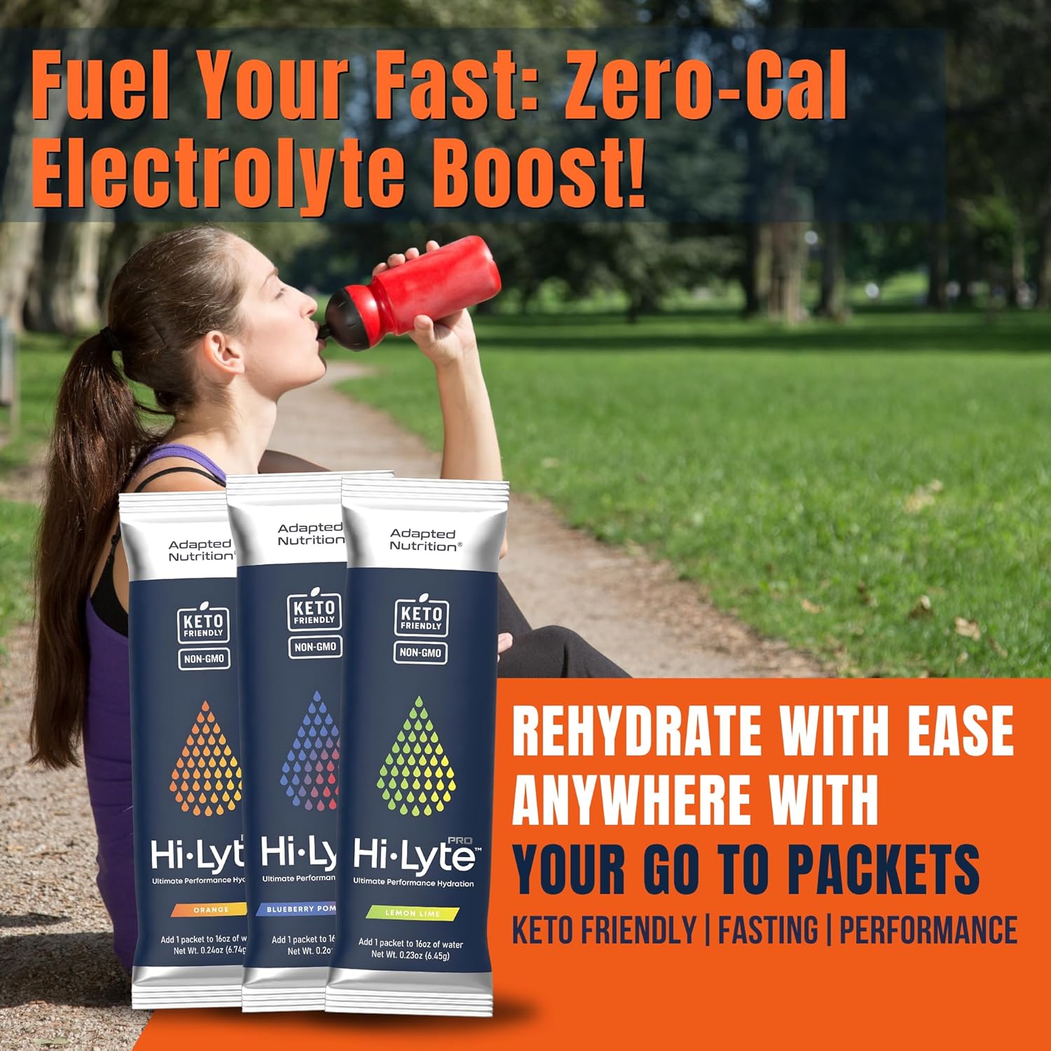 Adapted Nutrition Hi-Lyte Pro Hydration Packets - 15 Individual Drink Packets, Variety Pack, Flavored Electrolyte Powder - Sugar-Free, Zero Carb, Zero Calorie