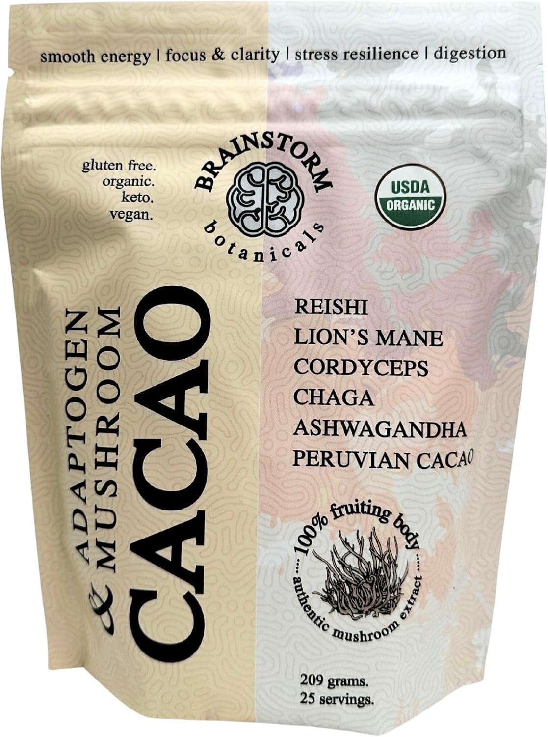Adaptogen and Mushroom Infused Cacao Blend by Brainstrom Botanicals