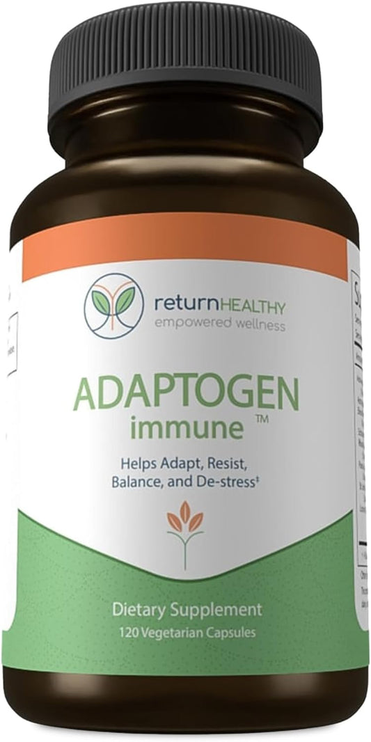 Adaptogen Immune Support Supplement with Ashwagandha, Siberian Ginseng, Astragalus Root - Promotes Healthy Body Functioning and Stress Relief - 120 Capsules