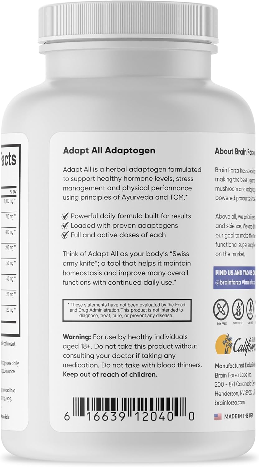 Adaptogen Stress & Mood Support Supplement with KSM-66 Ashwagandha - 180 Capsules