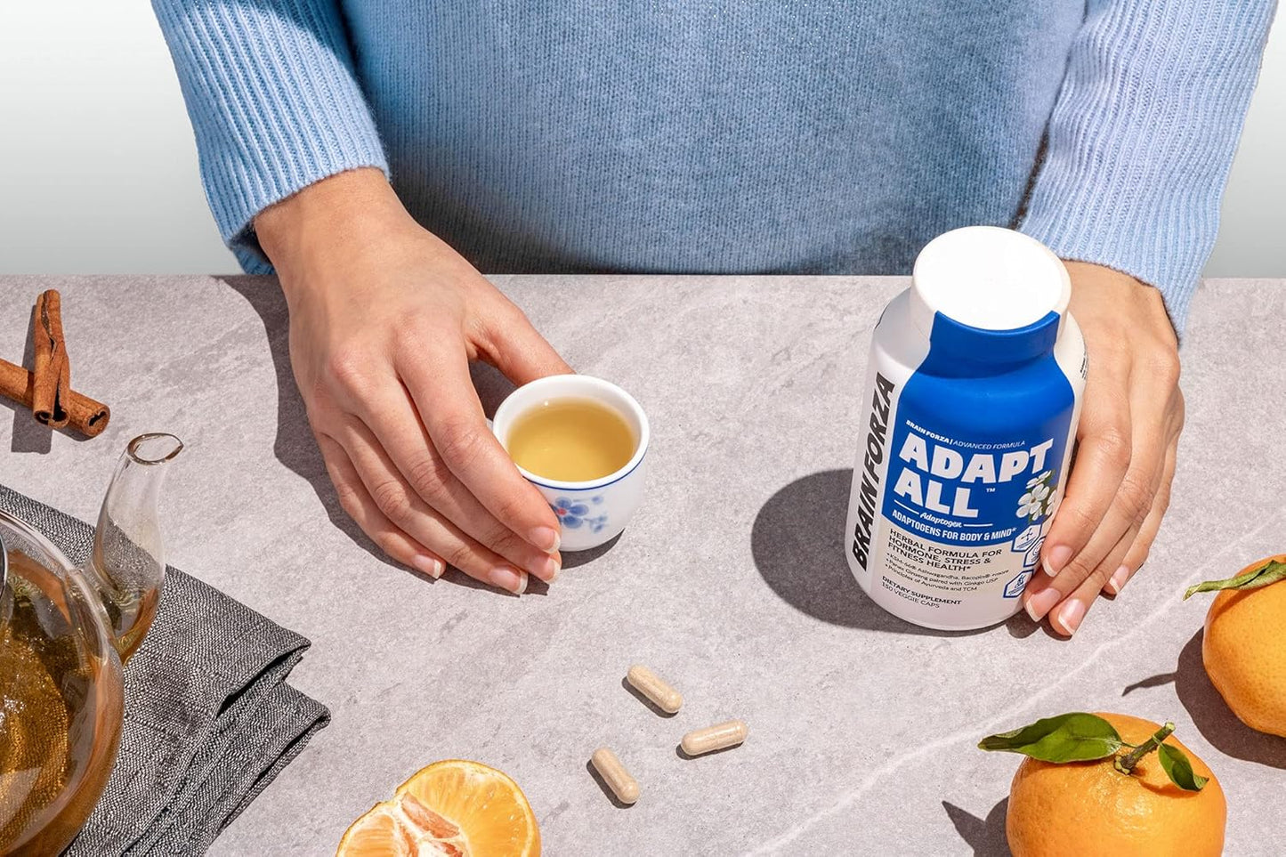 Adaptogen Stress & Mood Support Supplement with KSM-66 Ashwagandha - 180 Capsules