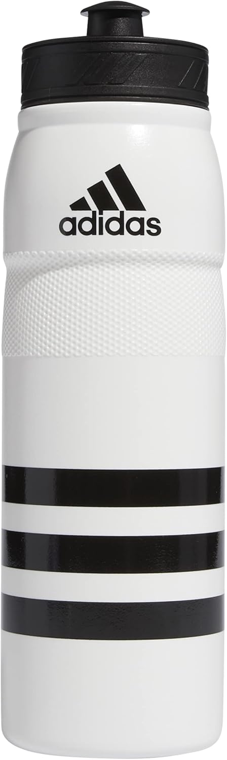 adidas 750 ML Stadium Sport Water Bottle, White/Black, Refillable Plastic, 28 oz, One Size