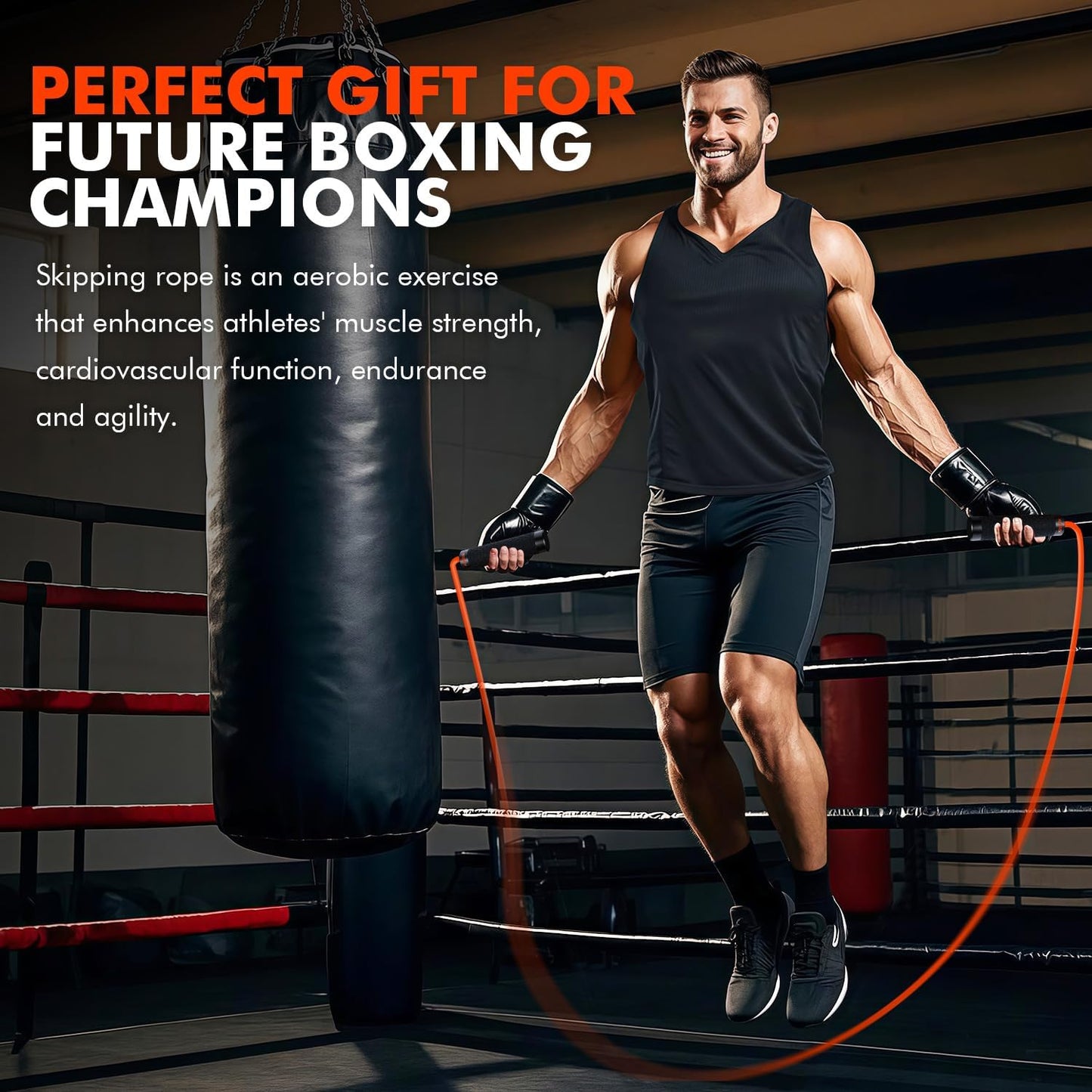 Adjustable 1lb Weighted Jump Rope for Men and Women - Perfect for Boxing, Cardio, Home Fitness - Full Body Exercise at Home Gym