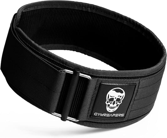 Adjustable 4 Inch Neoprene Weightlifting Belt with Quick Locking Metal Buckle for Bodybuilding, Powerlifting, Cross Training - Gymreapers - Olympic Lifting Back Support