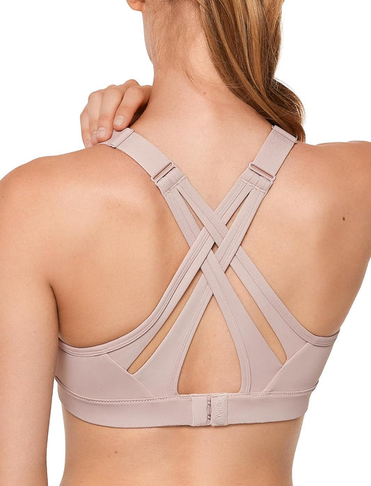 Adjustable Criss Cross Back High Impact Sports Bra for Large Bust - Yvette Full Support, No Bounce