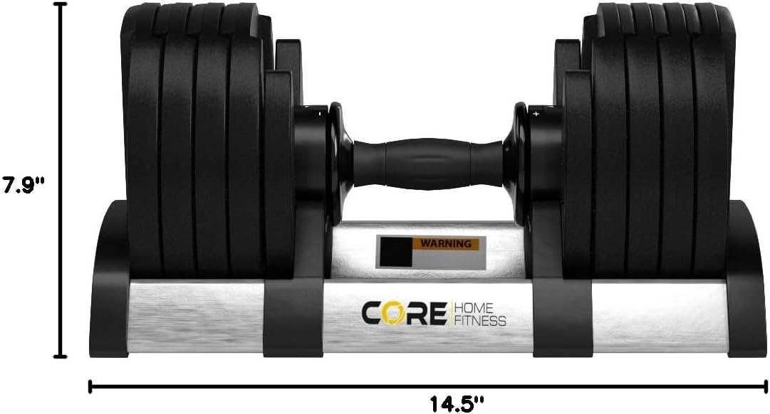 Adjustable Dumbbell Weight Set by Core Fitness® - Save Space with Affordable Home Dumbbells