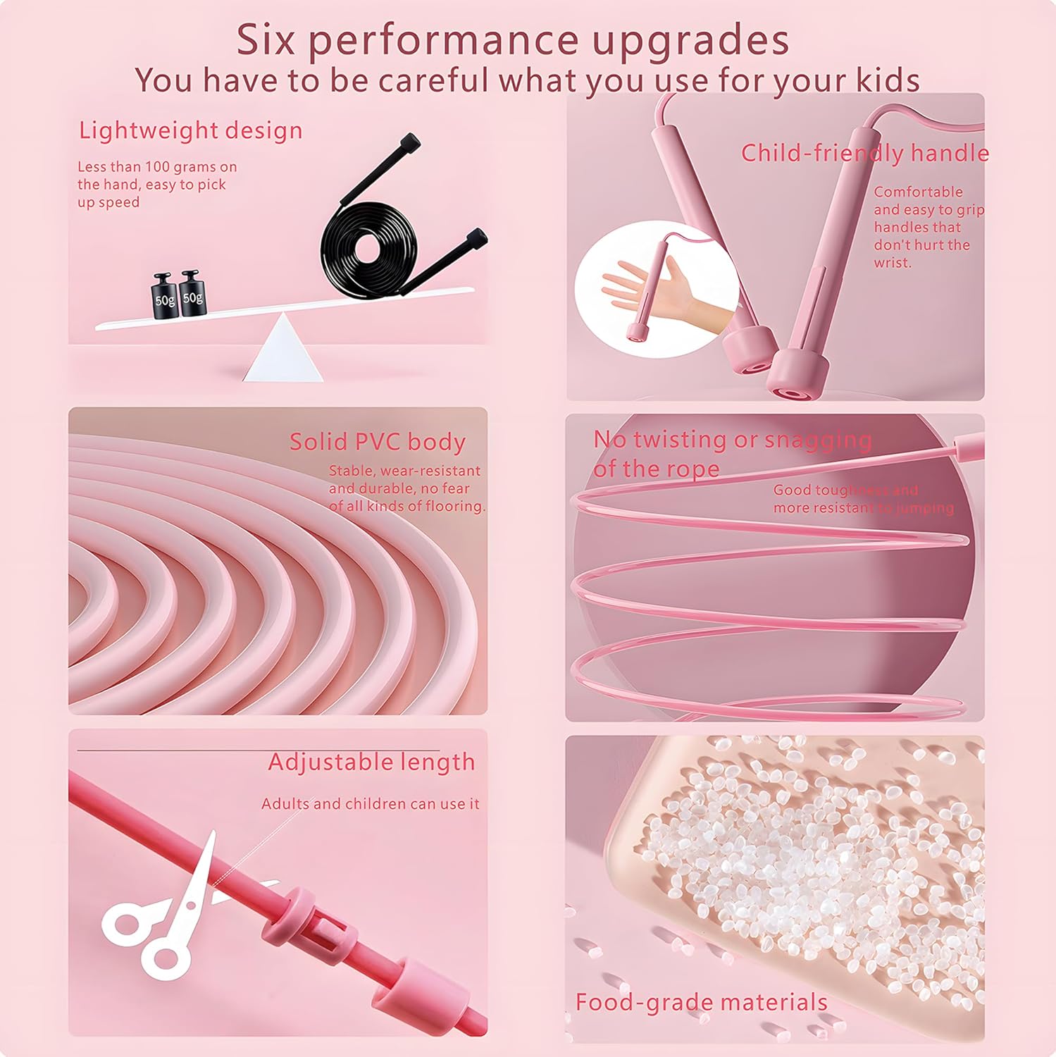 Adjustable Kids Jump Rope Set for Fitness, Tangle-Free Skipping Rope, Lightweight 9.2ft PVC Jump Rope for Kids 8-12, Women, Men - Ideal for Workout