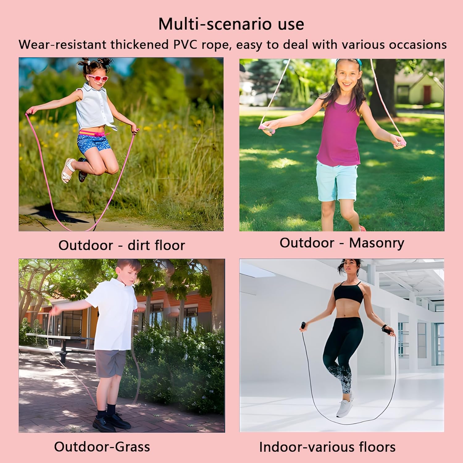 Adjustable Kids Jump Rope Set for Fitness, Tangle-Free Skipping Rope, Lightweight 9.2ft PVC Jump Rope for Kids 8-12, Women, Men - Ideal for Workout